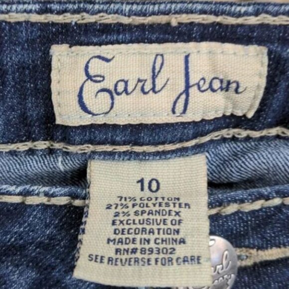 Earl Jeans Women 10 Blue Bootcut Mid-Rise Dark Wash Denim Pants - Picture 2 of 4